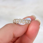 Stunning 0.35 TCW Round Moissanite Stones Halo Half Eternity Wedding Bands 5