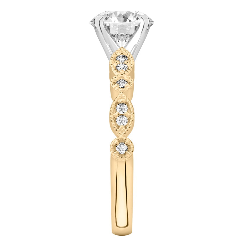 Stunning 0.50-1.50 CT Round Moissanite Engagement Ring with Two Tone & Milgrain Pave Design 4