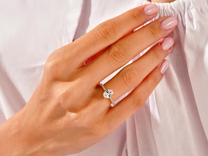 1.50 CT Oval Cut Moissanite Pave Bridal Ring Set with Curved Wedding Bands 8