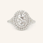Stunning 1.0 CT Oval  Moissanite Engagement Ring with Double Halo & Pave Design 2