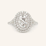 Stunning 1.0 CT Oval  Moissanite Engagement Ring with Double Halo & Pave Design 2