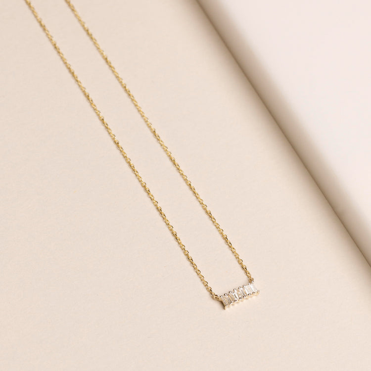 0.40 CT Baguette Moissanite Diamond Bar Pendant Necklace in Solid Gold 5