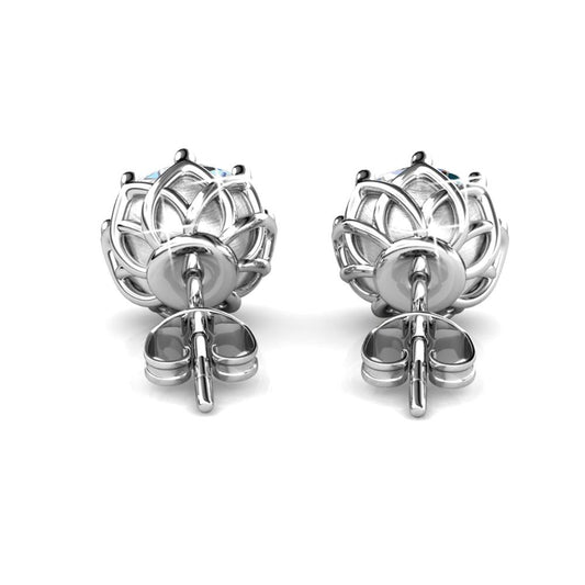 Round Cut Cubic Zirconia in 925 Sterling Silver Earrings 2