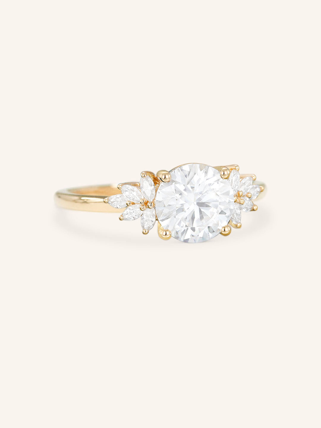 Stunning 1.0 CT Round Moissanite Engagement Ring with Cluster Design 2