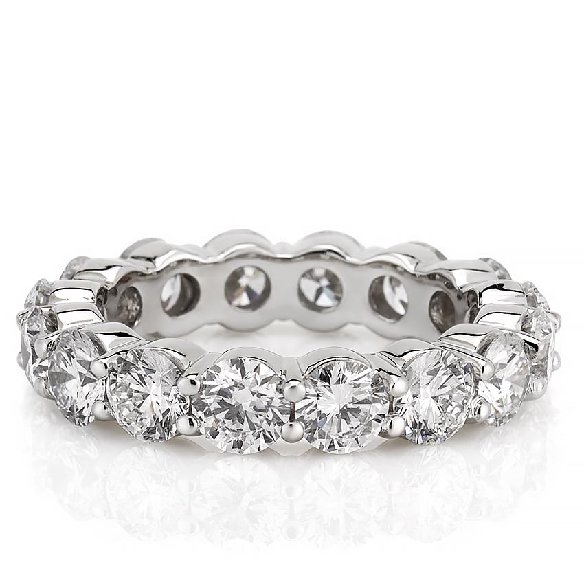 Stunning 3.75 CT Round Moissanite Stones Share Prongs Wedding Bands 3