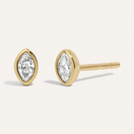 0.20 TCW Marquise Cut Moissanite Bezel Stud Earrings in Gold 1