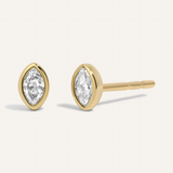 0.20 TCW Marquise Cut Moissanite Bezel Stud Earrings in Gold 1