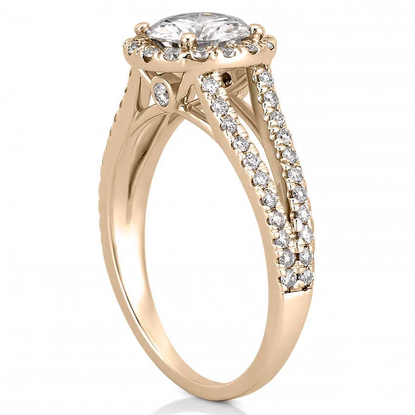 Stunning 1.0- 2.0 CT Round Moissanite Engagement Ring with Halo & Split Shank Design 2