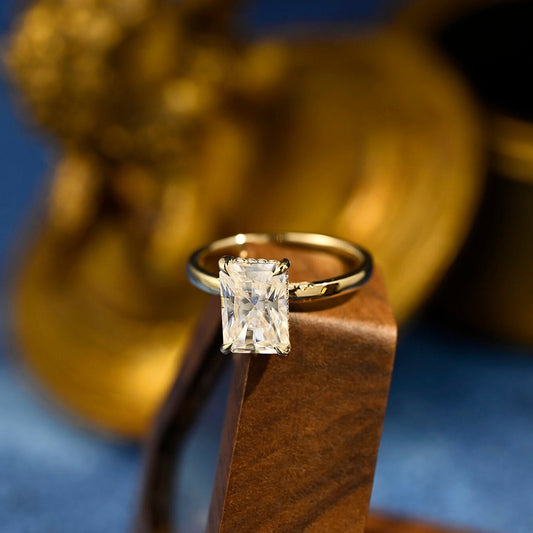 Stunning 3.5 CT Radiant Moissanite Engagement Ring with Hidden Halo Design 2