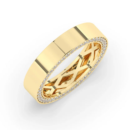 Delicate 0.80 TCW Moissanite Hidden Diamond Men's Wedding Band with Round Cut Stones in Solid Gold 2