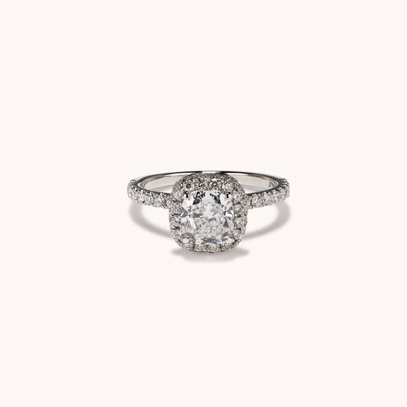 Stunning 1.51 CT Cushion Moissanite Engagement Ring with Halo & Pave Design 1