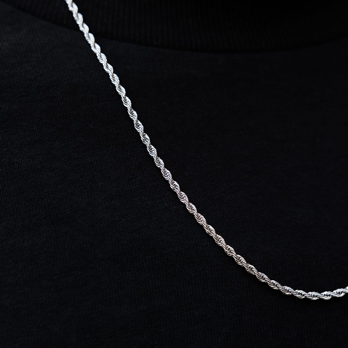 Polished Finish Rope Silver Necklace For Him 4