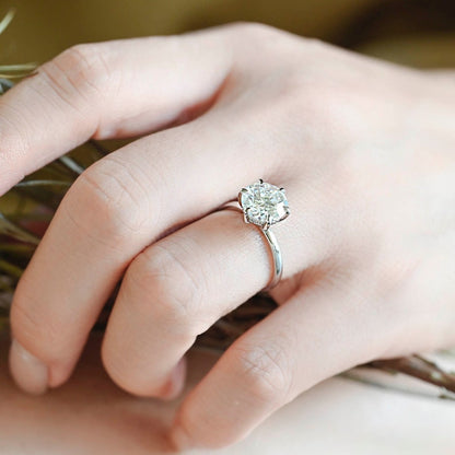 Stunning 3.0 CT Round Moissanite Engagement Ring with Hidden Halo Design 10