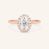 Stunning 1 CT Oval Moissanite Engagement Ring With Halo & Pave Design 5