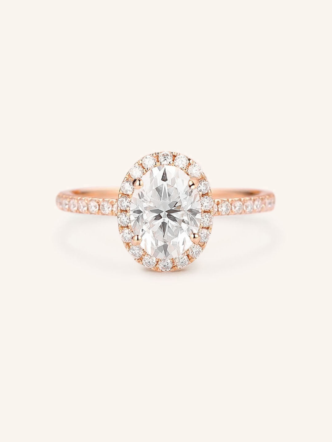 Stunning 1 CT Oval Moissanite Engagement Ring With Halo & Pave Design 5