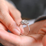 Stunning 0.5 - 1.5 CT Round Moissanite Engagement Ring with Cluster Design 2