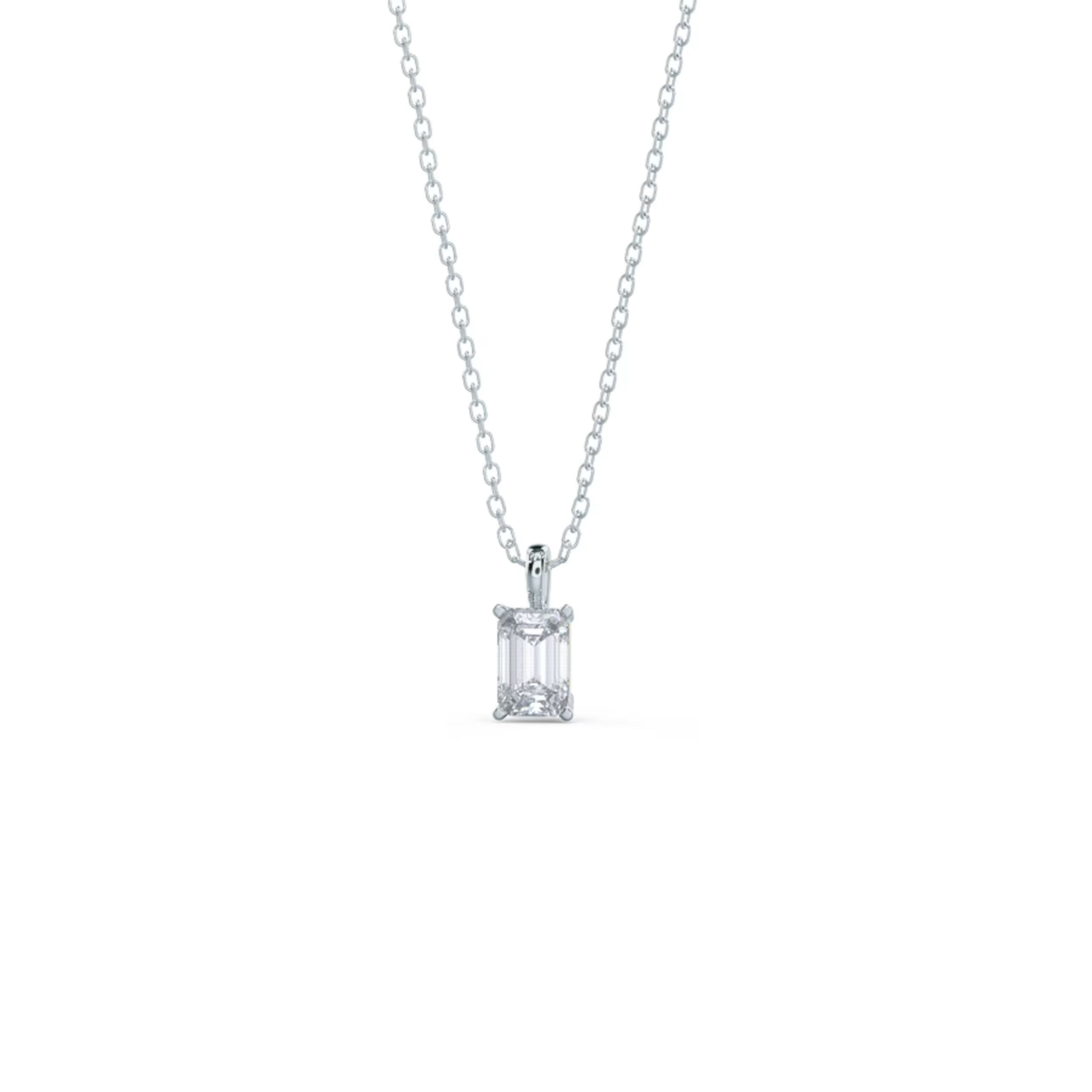 1.0 CT Emerald Cut Moissanite Diamond Solitaire Pendant Necklace in Solid Gold 6