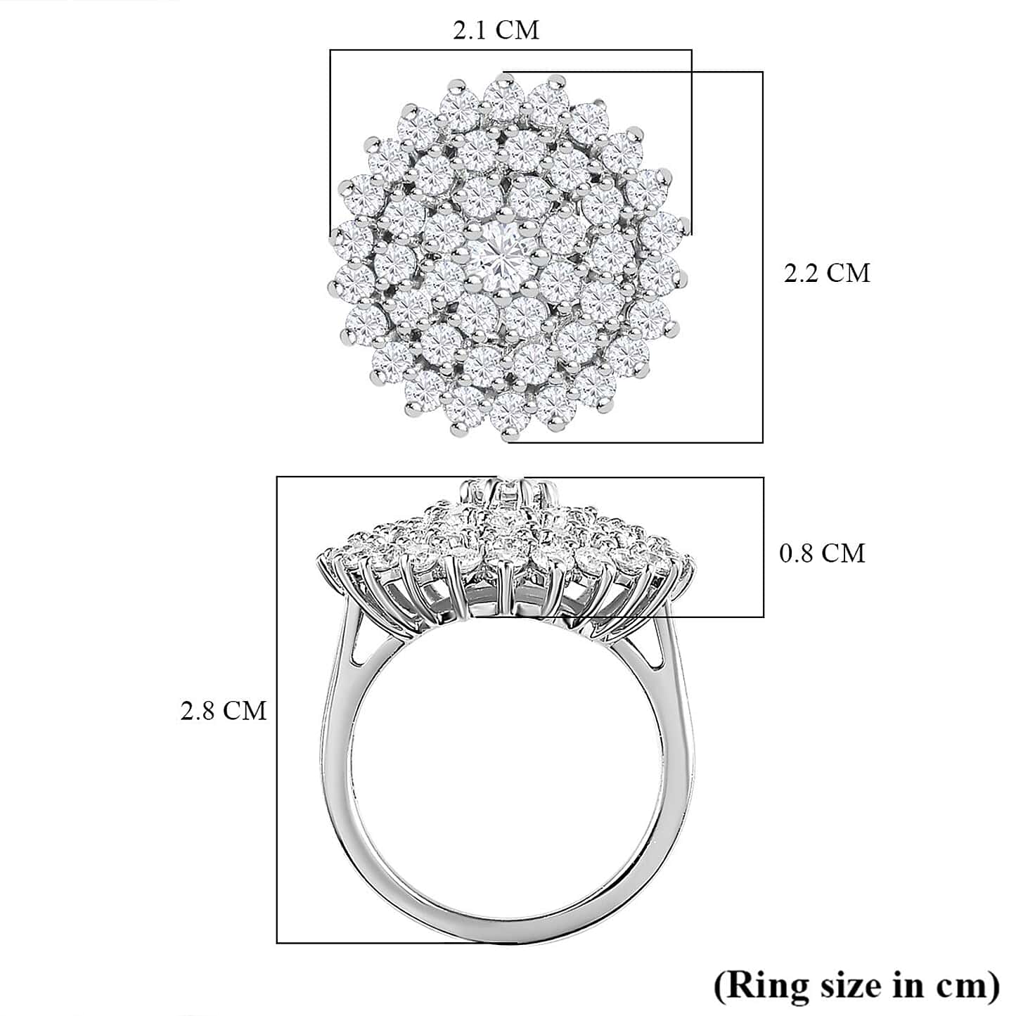 Round Cut Halo Style Cubic Zirconia in 925 Sterling Silver Ring 7
