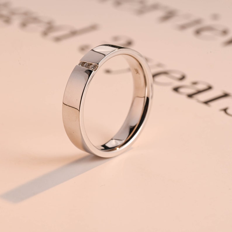 Delicate Moissanite Band with 0.05 TCW Round Cut Stones in Solid Gold 5