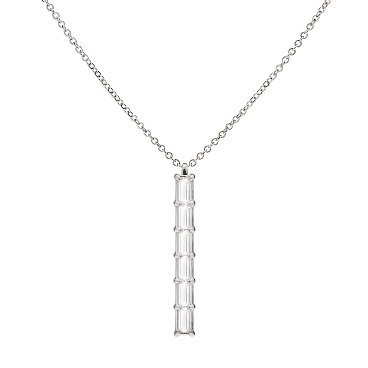 0.14 CT Baguette April Lab Made Diamond- April Birthstone Necklace 9