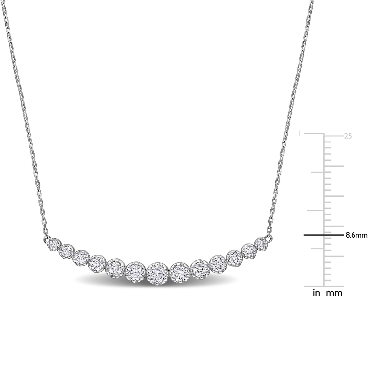Round Cut Cubic Zirconia in 925 Sterling Silver Necklace 10