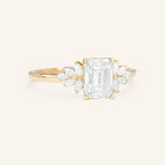 Stunning 1 CT Emerald Moissanite Engagement Ring With Cluster Design 2