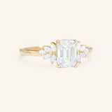 Stunning 1 CT Emerald Moissanite Engagement Ring With Cluster Design 2