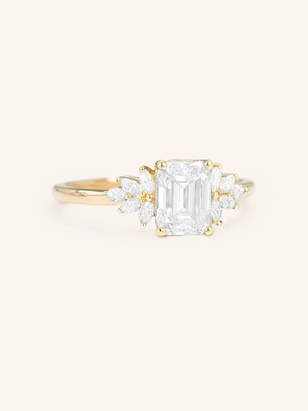 Stunning 1 CT Emerald Moissanite Engagement Ring With Cluster Design 2