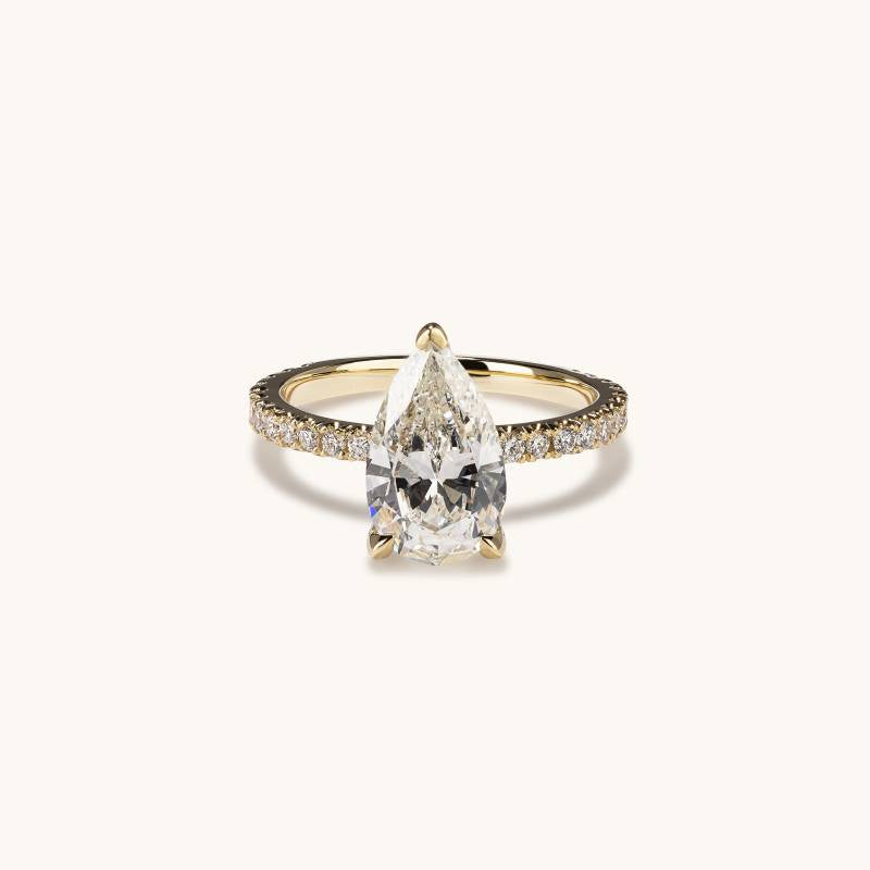 Stunning 2.01 CT Pear Moissanite Engagement Ring with Pave Design 1