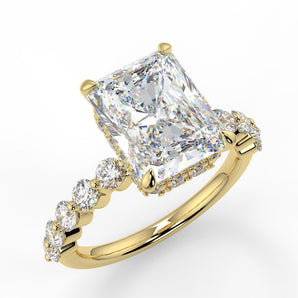 Stunning 2.50 CT Radiant Moissanite Engagement Ring with Hidden Halo & Pave Design