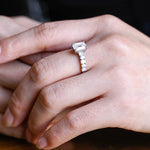Stunning 1.0 - 2.0 CT Emerald Moissanite Engagement Ring with Pave Design 4