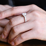 Stunning 1.0 - 2.0 CT Emerald Moissanite Engagement Ring with Pave Design 4
