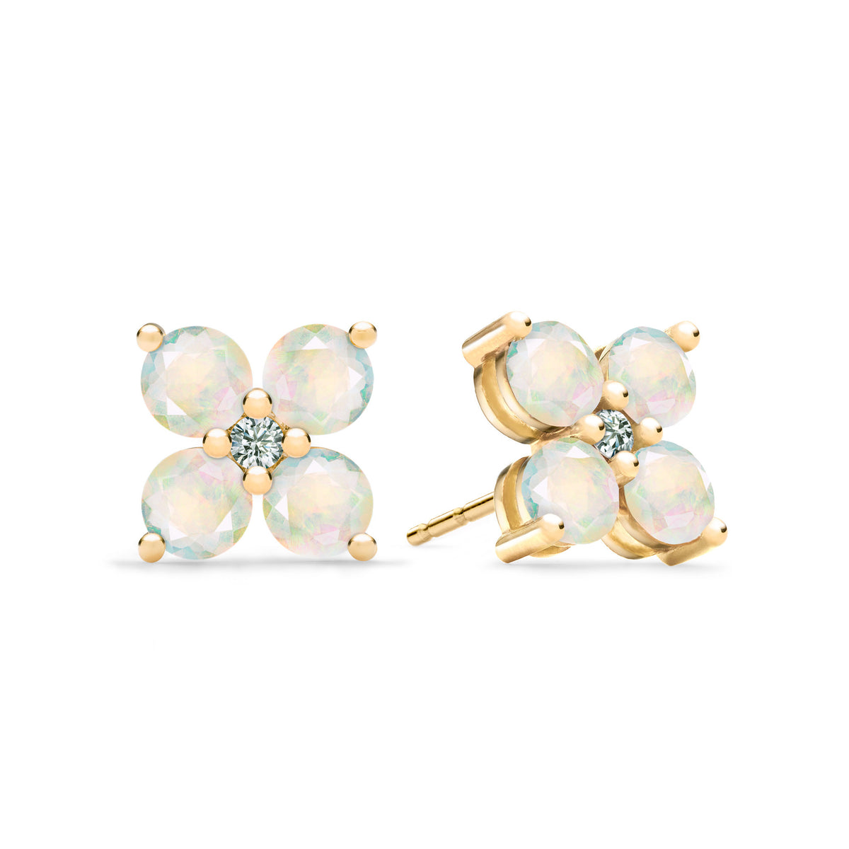 1.16 TCW Round Opal Lab Made Diamond- October Birthstone Studs 1