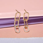 1.0 TCW Round Cut Moissanite Linked Up Earrings in Gold 5