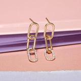 1.0 TCW Round Cut Moissanite Linked Up Earrings in Gold 5