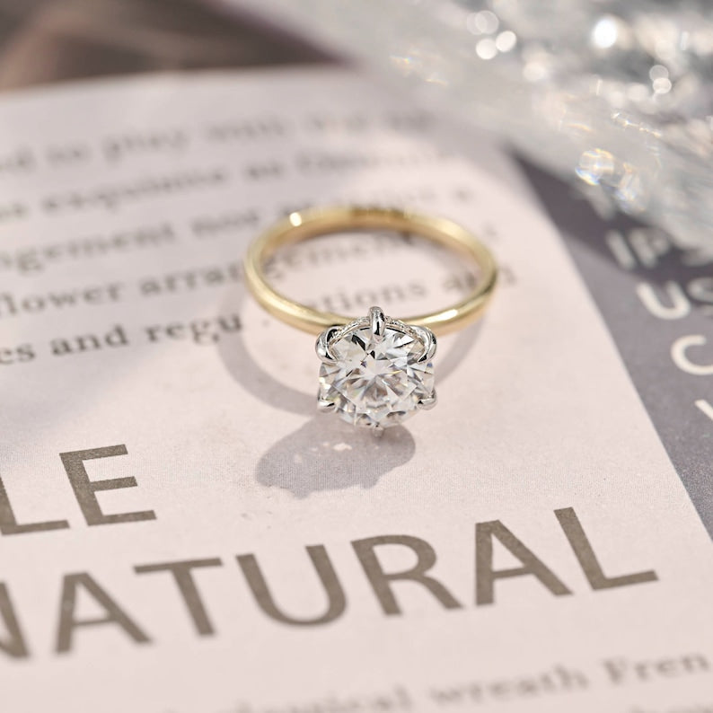 Stunning 2.5 CT Round Moissanite Engagement Ring with Hidden Halo Design 1