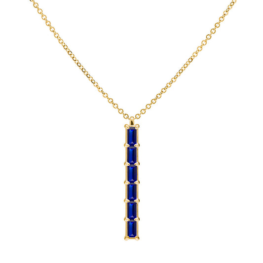 0.13 TCW Baguette Sapphire Lab Made Diamond- September Birthstone Necklace 1