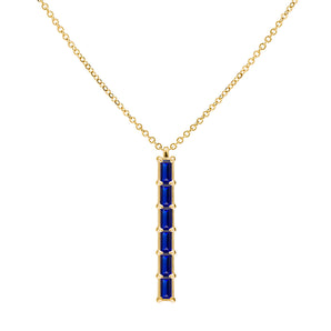 0.13 TCW Baguette Sapphire Lab Made Diamond- September Birthstone Necklace