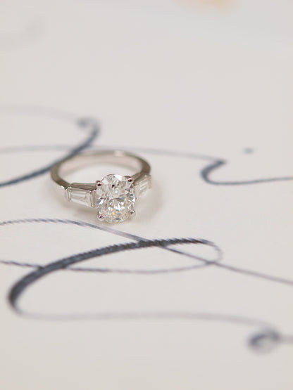 Stunning 1 CT Oval Moissanite Engagement Ring With Three Stone Design 4