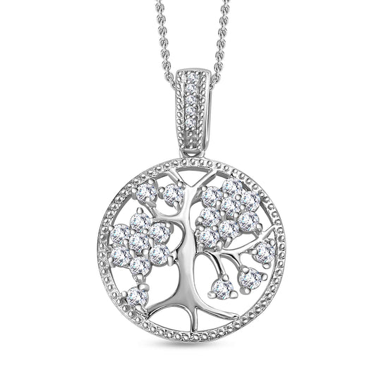 Round Cut Cubic Zirconia in 925 Sterling Silver Necklace 1
