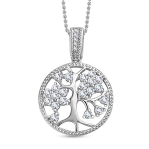 Round Cut Cubic Zirconia in 925 Sterling Silver Necklace