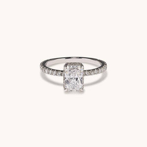 Stunning 1.20 CT Radiant Moissanite Engagement Ring with Hidden Halo & Pave Design