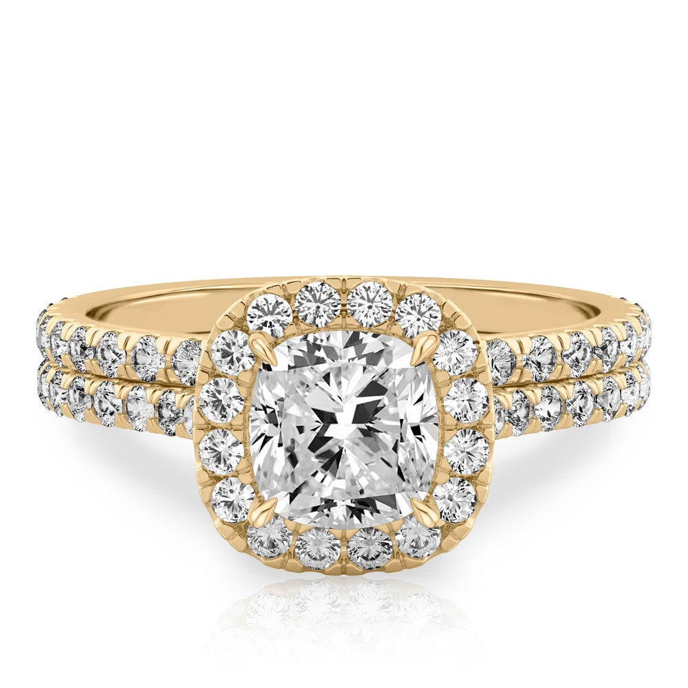 Stunning 1.0- 2.0 CT Cushion Moissanite Engagement Ring with Halo & Pave Design 2