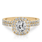Stunning 1.0- 2.0 CT Cushion Moissanite Engagement Ring with Halo & Pave Design 2