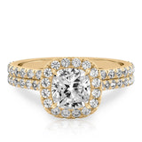 Stunning 1.0- 2.0 CT Cushion Moissanite Engagement Ring with Halo & Pave Design 2