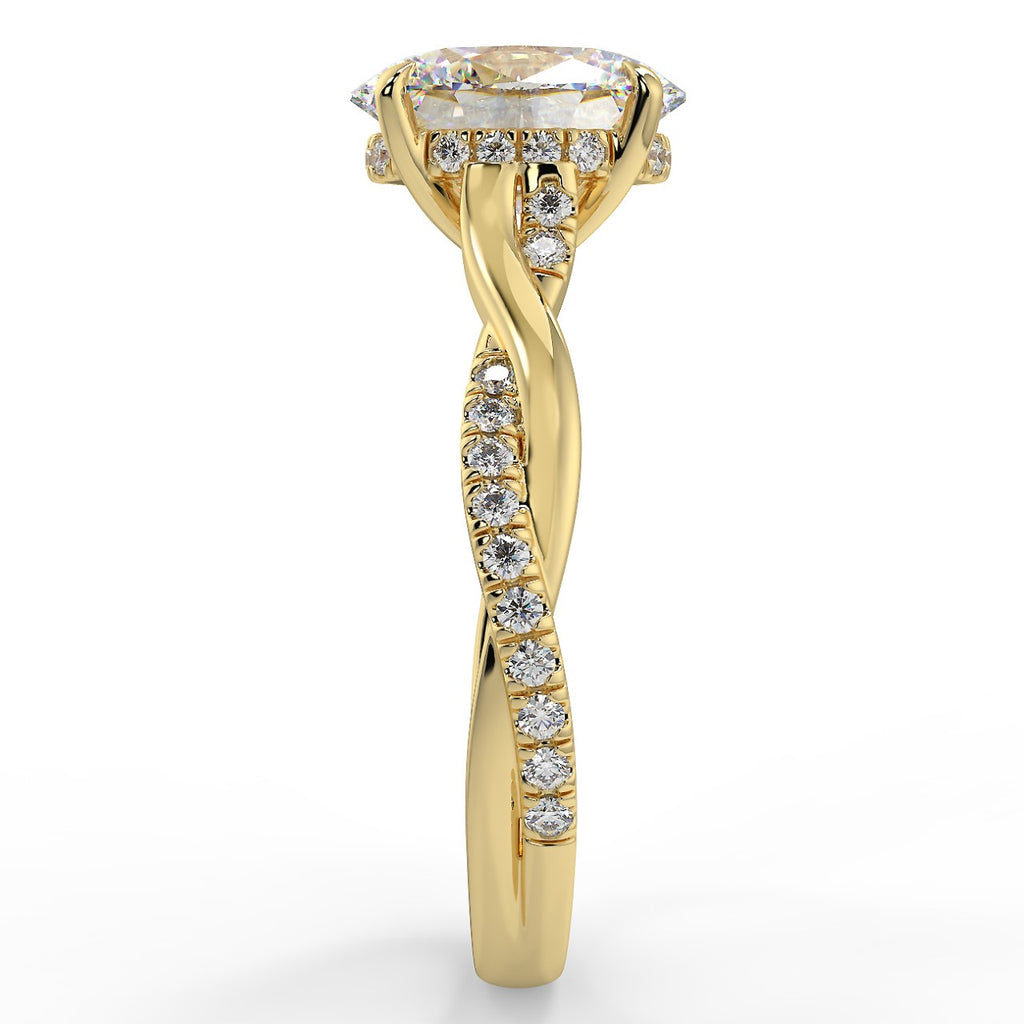 Stunning 2.11 CT Oval Moissanite Engagement Ring with Hidden Halo & Twisted Pave Design 4