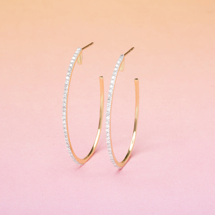 2.0 TCW Round Cut Moissanite Large Hoops Earrings in Gold 6