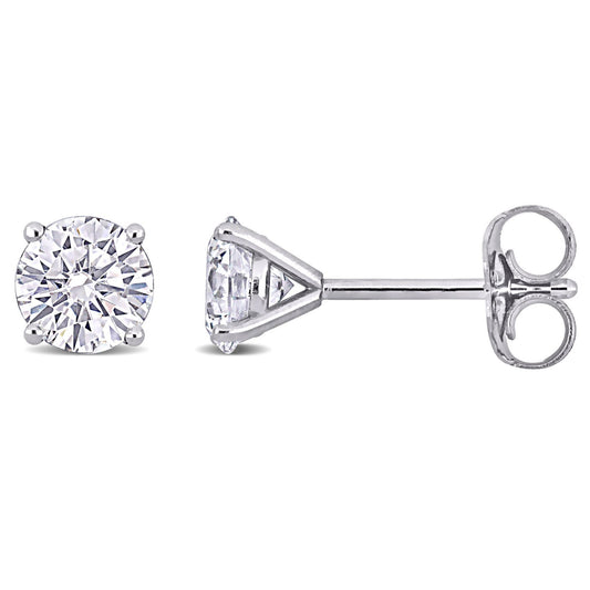 Round Cut Cubic Zirconia in 925 Sterling Silver Earrings 1