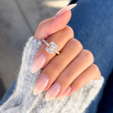 Stunning 3 CT Emerald Moissanite Engagement Ring Pave Design 7