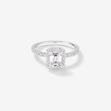Stunning 1.78 CT Emerald Moissanite Engagement Ring with Pave & Halo Design 1